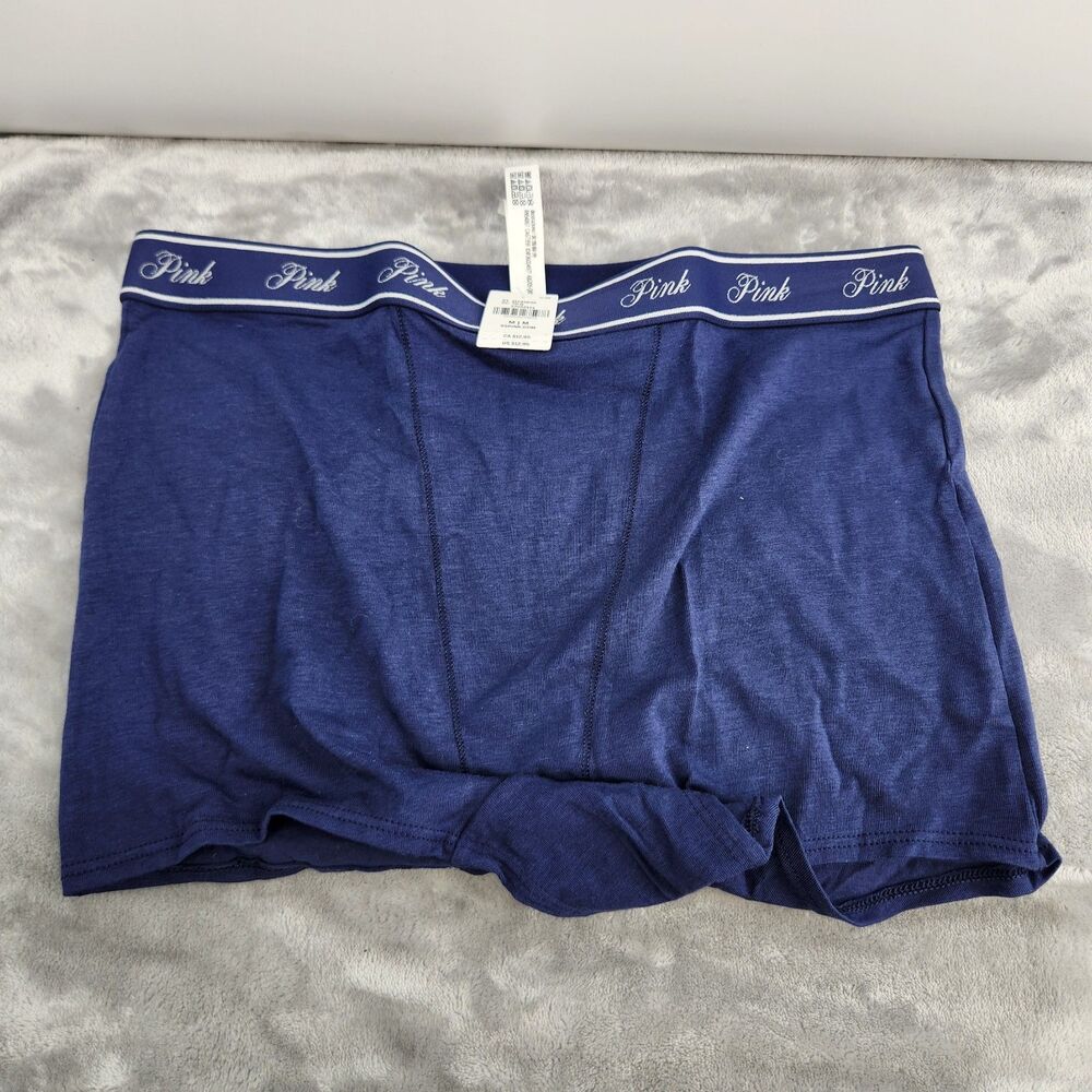 Victoria's Secret Medium Blue Cotton Logo High Waist Boyshort Panty NWT
